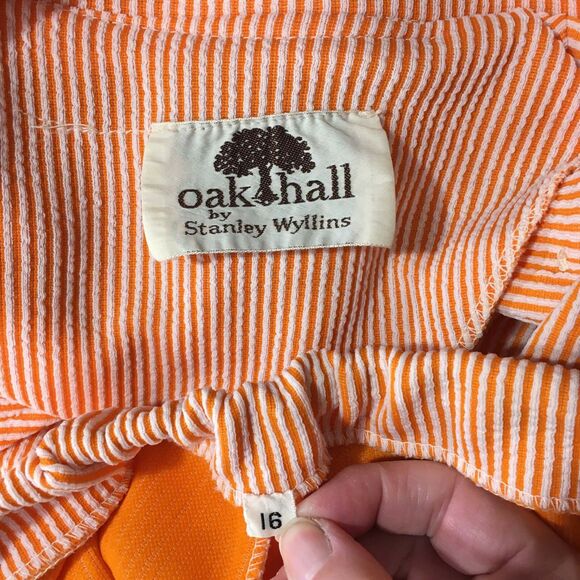 Oak Hall by Stanley Wyllins Vintage Orange White Striped Pants Suit, sz 16 - Picture 12 of 12